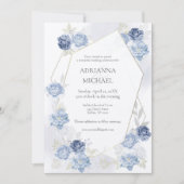 Watercolor Light Blue Wedding Invitation Kaart (Voorkant)