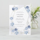 Watercolor Light Blue Wedding Invitation Kaart (Staand voorkant)