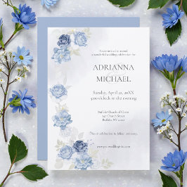 Watercolor Light Blue Wedding Invitation Kaart