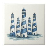 Watercolor Light Houses Blue Ivory ID1202 Tegeltje (Voorkant)
