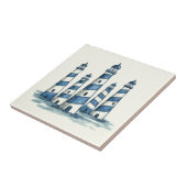 Watercolor Light Houses Blue Ivory ID1202 Tegeltje (Zijkant)