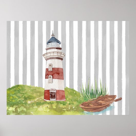 watercolor Lighthouse Poster (Voorkant)