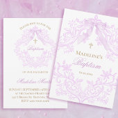  watercolor lilac bow Baptism Kaart