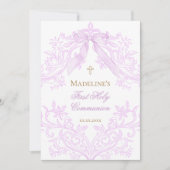 watercolor lilac crest First Holy Communion Kaart (Voorkant)