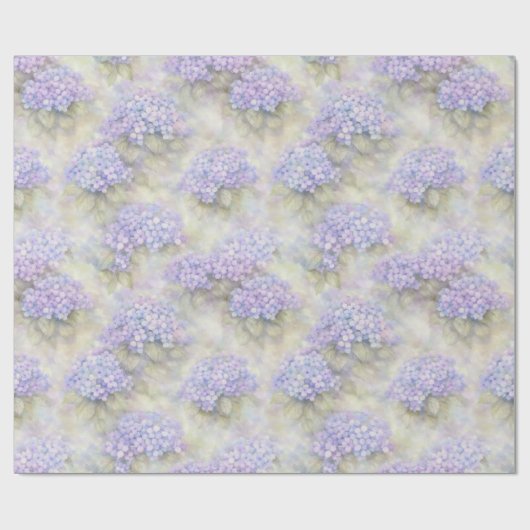Watercolor Lilac Hydrangea Floral Wrapping Paper Cadeaupapier (Vlak)