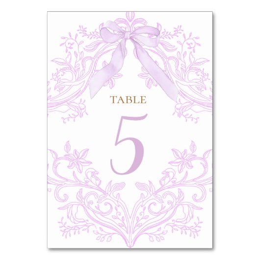  watercolor lilac purple design table number kaart (Voorkant)