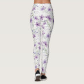 Watercolor Lilac Wildflower Pattern Leggings (Achterkant)