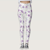 Watercolor Lilac Wildflower Pattern Leggings (Voorkant)