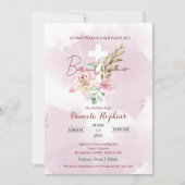 Watercolor lily baptism invitation kaart (Voorkant)