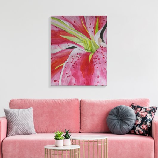 Watercolor Lily by DaraLyn J McColl, artist Canvas Afdruk (Insitu (Woonkamer))