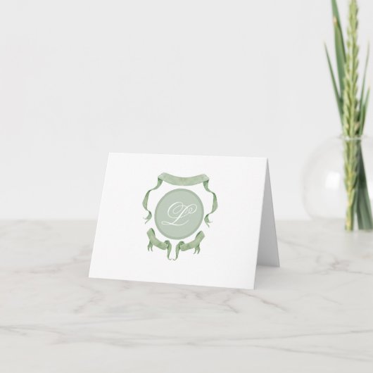 Watercolor lint logo kam monogram bedankkaart (Voorkant)