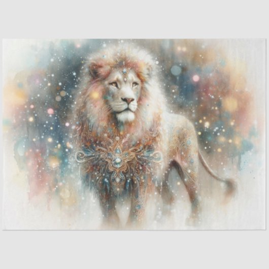 Watercolor Lion Christian Faith Art Decoupage Tissuepapier (Voorkant)