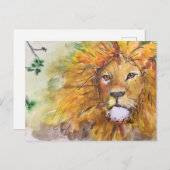 Watercolor Lion Postcard Briefkaart (Voorkant / Achterkant)