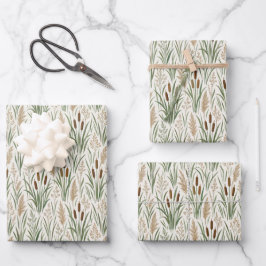 Watercolor Lisdodde Riet Botanisch Patroon Inpakpapier Vel