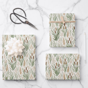 Watercolor Lisdodde Riet Botanisch Patroon Inpakpapier Vel