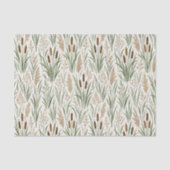 Watercolor Lisdodde Riet Botanisch Patroon Tissuepapier (Voorkant)