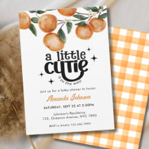 Watercolor Little Cutie Citrus Orange Baby Shower 
