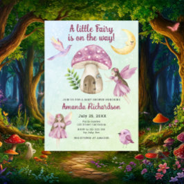 Watercolor Little Fairy Whimsical Baby Shower Kaart