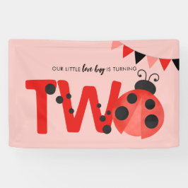 Watercolor Little Lovebug Ladybug 2nd Birthday Spandoek