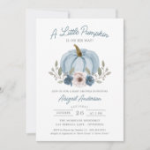 Watercolor Little Pumpkin Baby Shower Blue Kaart (Voorkant)
