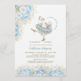 Watercolor Little Sweetie Goose Floral Baby Shower Kaart