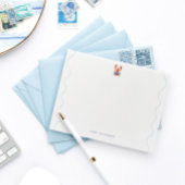 Watercolor Lobster Coastal Flat Note Card Notitiekaartje