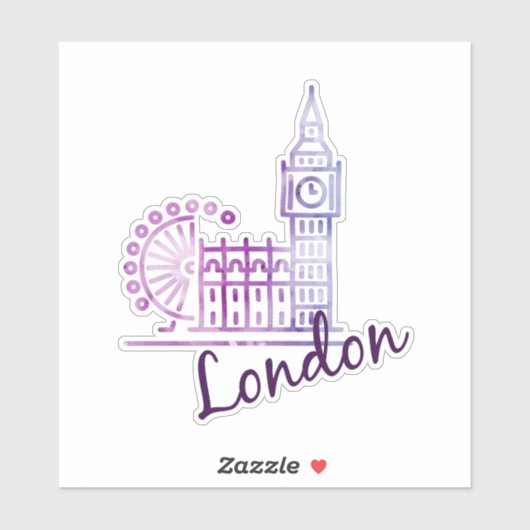 Watercolor London, Big Ben Sticker (Vel)