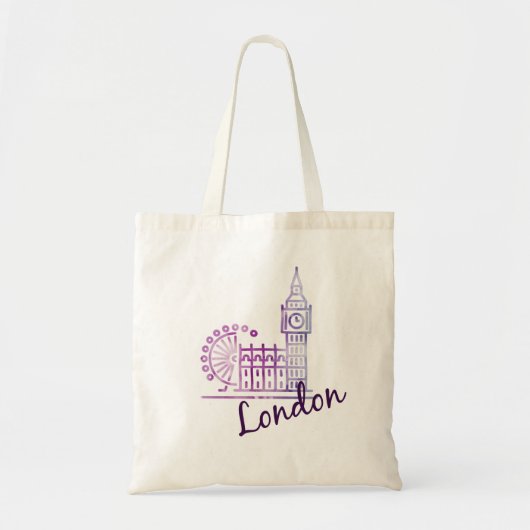 Watercolor London, Big Ben Tote Bag (Voorkant)