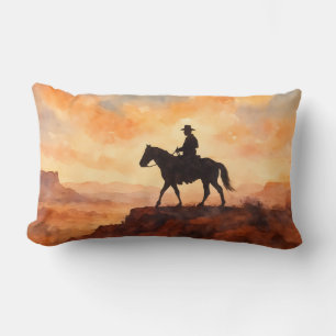 Watercolor Lonely Rider - Artistieke Westerse Deco Kussen