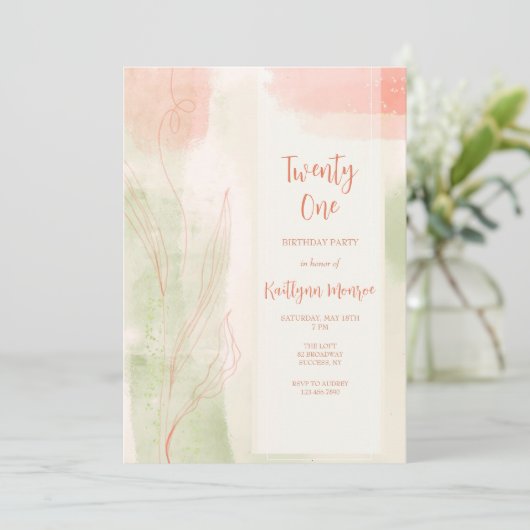 Watercolor Loof Uitnodiging (Staand voorkant)