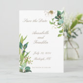 Watercolor Loofwerk Save-the-Date Huwelijk Kaart (Staand voorkant)