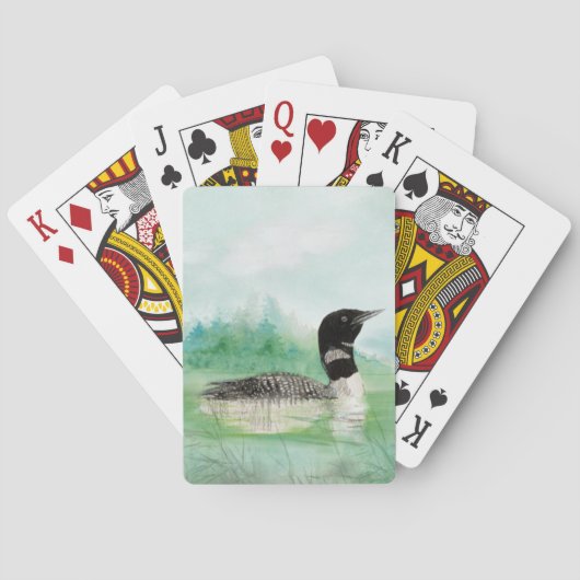Watercolor Loon Wilderness Lake Bird Nature Art Speelkaarten (Achterkant)