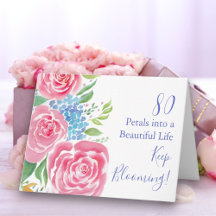 Watercolor Losse Rozen & Hortensia 80ste Verjaarda