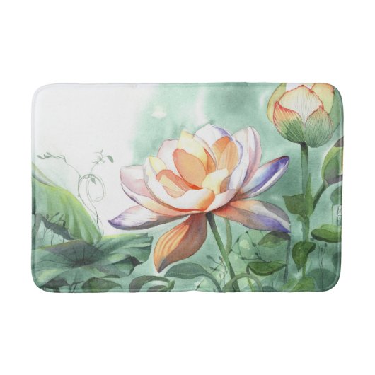 Watercolor Lotus Badmat (Voorkant)