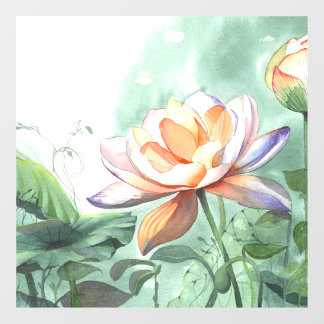 Watercolor Lotus Canvasprint Raamsticker