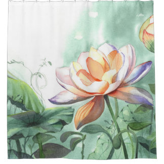 Watercolor Lotus Douchegordijn