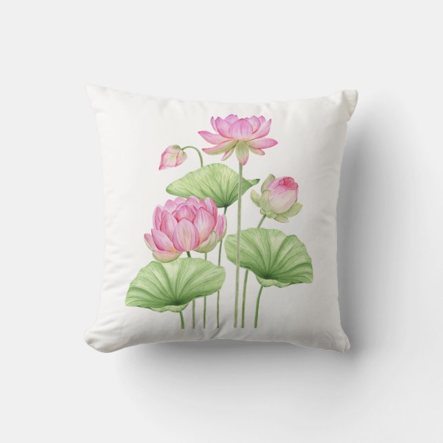 Watercolor Lotus Esthetische Kussenslopen Kussen (Voorkant)