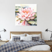 Watercolor Lotus Flower stretched Canvas Print (Insitu (Slaapkamer))