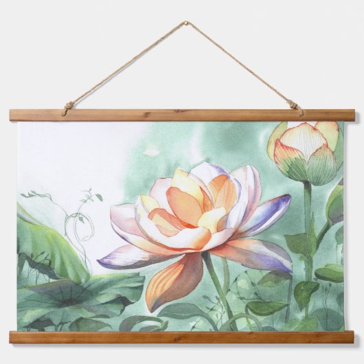 Watercolor Lotus Hangend Wandkleed (Voorkant)