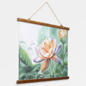 Watercolor Lotus Hangend Wandkleed (Gebogen)