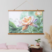 Watercolor Lotus Hangend Wandkleed (Slaapkamer)