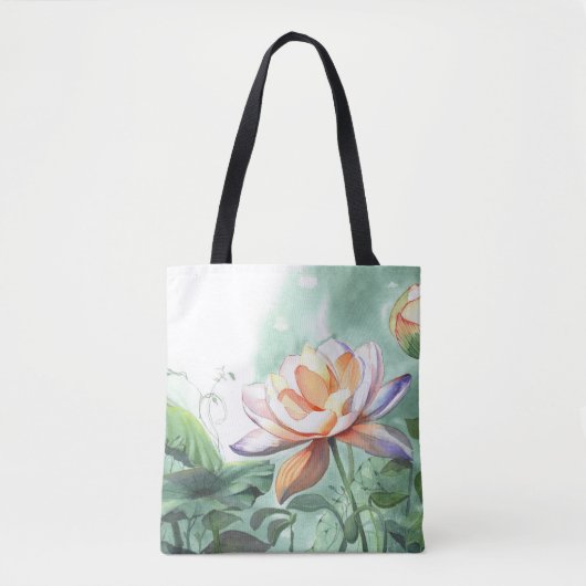 Watercolor Lotus Tote Bag (Voorkant)