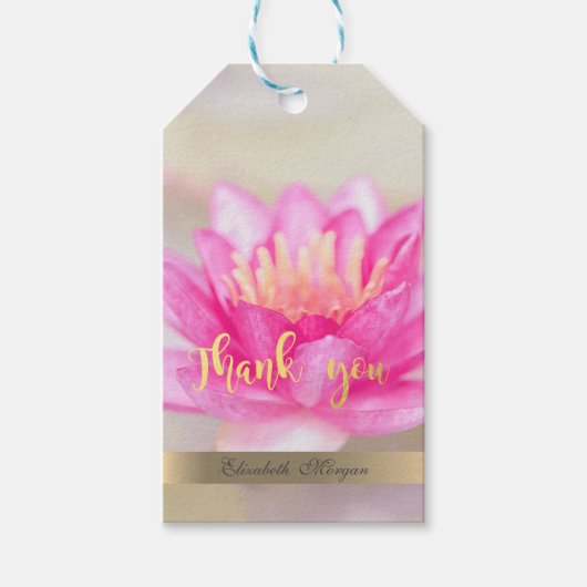 Watercolor Lotusbloem Bokeh Cadeaulabel (Voorkant)
