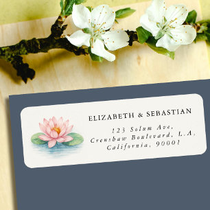 Watercolor Lotusbloem Eenvoudig Retouradres Etiket