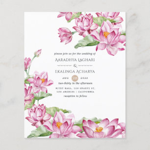 Watercolor Lotusbloem Indiase Bruiloft Flyer