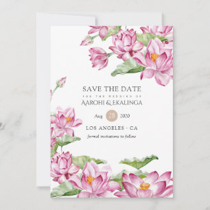 Watercolor Lotusbloem Indiase Trouwdag Save The Date