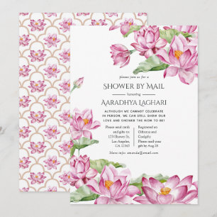 Watercolor Lotusbloem Indische Shower per Post Kaart