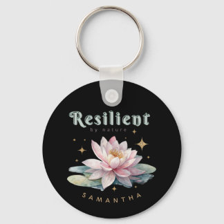 watercolor lotusbloem motiverend gepersonaliseerd sleutelhanger