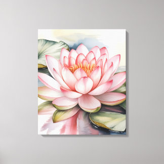 Watercolor Lotusbloem opgerekt Canvasprint Canvas Afdruk
