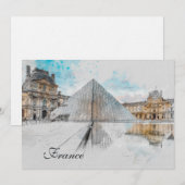 Watercolor Louvre Kerstkaart – Elegant (Voorkant / Achterkant)